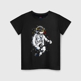Детская футболка хлопок с принтом Cosmosrock в Екатеринбурге, 100% хлопок | круглый вырез горловины, полуприлегающий силуэт, длина до линии бедер | astronaut | cosmonaut | cosmos | guitar | music | rock | solo | space | star | астронавт | гитара | звезда | космонавт | космос | музыка | солист