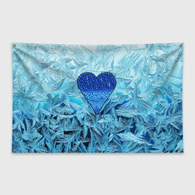 Флаг-баннер с принтом Ледяное сердце в Екатеринбурге, 100% полиэстер | размер 67 х 109 см, плотность ткани — 95 г/м2; по краям флага есть четыре люверса для крепления | christmas | frozen | new year | snow | winter | влюбленные | дед мороз | зима | зимний | лед | любимая жена | любовь | мама | новый год | подарок | рождество | сердечки | снег | снежинки | снежная королева | узоры