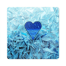 Магнит виниловый Квадрат с принтом Ледяное сердце в Екатеринбурге, полимерный материал с магнитным слоем | размер 9*9 см, закругленные углы | Тематика изображения на принте: christmas | frozen | new year | snow | winter | влюбленные | дед мороз | зима | зимний | лед | любимая жена | любовь | мама | новый год | подарок | рождество | сердечки | снег | снежинки | снежная королева | узоры