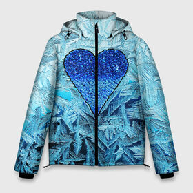 Мужская зимняя куртка 3D с принтом Ледяное сердце в Екатеринбурге, верх — 100% полиэстер; подкладка — 100% полиэстер; утеплитель — 100% полиэстер | длина ниже бедра, свободный силуэт Оверсайз. Есть воротник-стойка, отстегивающийся капюшон и ветрозащитная планка. 

Боковые карманы с листочкой на кнопках и внутренний карман на молнии. | christmas | frozen | new year | snow | winter | влюбленные | дед мороз | зима | зимний | лед | любимая жена | любовь | мама | новый год | подарок | рождество | сердечки | снег | снежинки | снежная королева | узоры