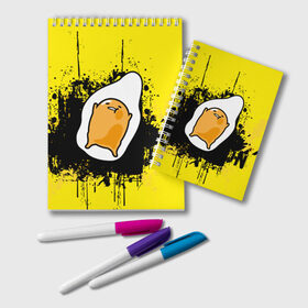 Блокнот с принтом Gudetama в Екатеринбурге, 100% бумага | 48 листов, плотность листов — 60 г/м2, плотность картонной обложки — 250 г/м2. Листы скреплены удобной пружинной спиралью. Цвет линий — светло-серый
 | Тематика изображения на принте: gudetama | аниме | веселое яйцо | гудетама | стекающее яйцо | яйцо