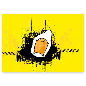 Поздравительная открытка с принтом Gudetama в Екатеринбурге, 100% бумага | плотность бумаги 280 г/м2, матовая, на обратной стороне линовка и место для марки
 | Тематика изображения на принте: gudetama | аниме | веселое яйцо | гудетама | стекающее яйцо | яйцо