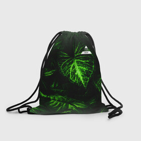 Рюкзак-мешок 3D с принтом Листья зеленые CODE ERROR 404 в Екатеринбурге, 100% полиэстер | плотность ткани — 200 г/м2, размер — 35 х 45 см; лямки — толстые шнурки, застежка на шнуровке, без карманов и подкладки | 404 | code | error | зеленые | листья