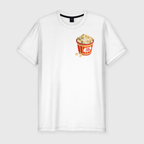 Мужская футболка хлопок Slim с принтом Поп-корн в Екатеринбурге, 92% хлопок, 8% лайкра | приталенный силуэт, круглый вырез ворота, длина до линии бедра, короткий рукав | popcorn | кино | поп корн | попкорн