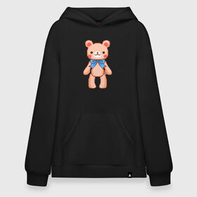 Худи SuperOversize хлопок с принтом Pixel Bear в Екатеринбурге, 70% хлопок, 30% полиэстер, мягкий начес внутри | карман-кенгуру, эластичная резинка на манжетах и по нижней кромке, двухслойный капюшон
 | Тематика изображения на принте: bear | pixel | pixel bear | медведь | милый медведь | милый мишка | мишка | пиксельный медведь | пиксельный плюшевый мишка | плюшевый медведь | плюшевый мишка