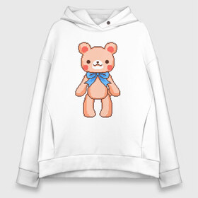 Женское худи Oversize хлопок с принтом Pixel Bear в Екатеринбурге, френч-терри — 70% хлопок, 30% полиэстер. Мягкий теплый начес внутри —100% хлопок | боковые карманы, эластичные манжеты и нижняя кромка, капюшон на магнитной кнопке | Тематика изображения на принте: bear | pixel | pixel bear | медведь | милый медведь | милый мишка | мишка | пиксельный медведь | пиксельный плюшевый мишка | плюшевый медведь | плюшевый мишка