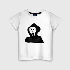 Детская футболка хлопок с принтом Крик в Екатеринбурге, 100% хлопок | круглый вырез горловины, полуприлегающий силуэт, длина до линии бедер | жнец | жнецы | крик | приведение | приведения | призрак | призраки | ужас | хэллоуин