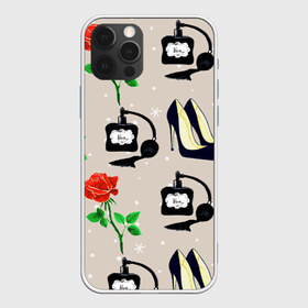 Чехол для iPhone 12 Pro Max с принтом Фешн-принт в Екатеринбурге, Силикон |  | Тематика изображения на принте: гламур | духи | женское | мода | роза | туфли