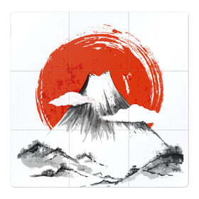 Магнитный плакат 3Х3 с принтом Гора Фудзи в Екатеринбурге, Полимерный материал с магнитным слоем | 9 деталей размером 9*9 см | азия | аниме | гора | гора фудзи | кимоно | китай | манга | сакура | суши | фудзияма | цунами | япония