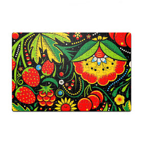 Пазл магнитный 126 элементов с принтом Хохлома в Екатеринбурге, полимерный материал с магнитным слоем | 126 деталей, размер изделия —  180*270 мм | арт | вектор | желтый | зеленый | золотой | клубника | клюква | красный | малина | народный рисунок | рисунок | хохлома | цветок | цветы | чёрный | ягода | ягоды