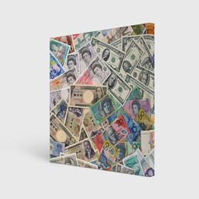 Холст квадратный с принтом Деньги в Екатеринбурге, 100% ПВХ |  | арт | банкноты | валюта | деньги | доллары | зеленый | иена | красный | серый | синий | фунт стерлингов | юани