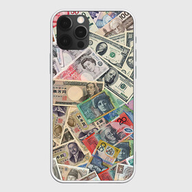 Чехол для iPhone 12 Pro с принтом Деньги в Екатеринбурге, силикон | область печати: задняя сторона чехла, без боковых панелей | арт | банкноты | валюта | деньги | доллары | зеленый | иена | красный | серый | синий | фунт стерлингов | юани