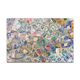 Пазл магнитный 126 элементов с принтом Деньги в Екатеринбурге, полимерный материал с магнитным слоем | 126 деталей, размер изделия —  180*270 мм | арт | банкноты | валюта | деньги | доллары | зеленый | иена | красный | серый | синий | фунт стерлингов | юани