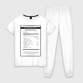 Женская пижама хлопок с принтом Феминизм в Екатеринбурге, 100% хлопок | брюки и футболка прямого кроя, без карманов, на брюках мягкая резинка на поясе и по низу штанин | 