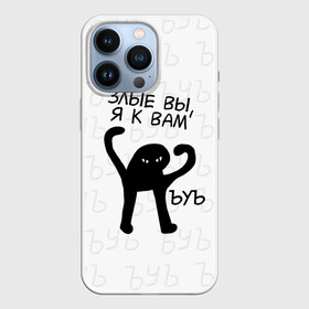 Чехол для iPhone 13 Pro с принтом ЪУЪ ЗЛЫЕ ВЫ, Я К ВАМ в Екатеринбурге,  |  | Тематика изображения на принте: cat | mem | memes | злой | интернет | кот | мем | мем кот | приколы | съука | ъуъ | ъуъ съука