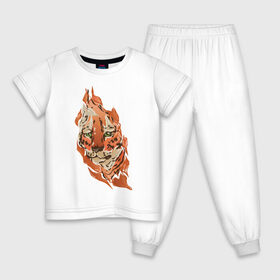 Детская пижама хлопок с принтом Тигр в Екатеринбурге, 100% хлопок |  брюки и футболка прямого кроя, без карманов, на брюках мягкая резинка на поясе и по низу штанин
 | fire | orange | red | tiger | огонь | рыжий