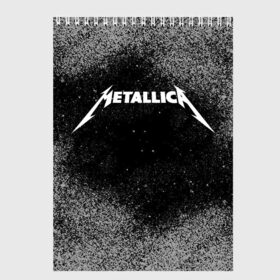 Скетчбук с принтом Metallica. в Екатеринбурге, 100% бумага
 | 48 листов, плотность листов — 100 г/м2, плотность картонной обложки — 250 г/м2. Листы скреплены сверху удобной пружинной спиралью | metallica | music | rock | американская рок группа | метал группа | металлика | музыка | рок | рок группа | трэш метал | хеви метал