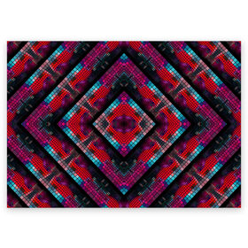Поздравительная открытка с принтом Monna в Екатеринбурге, 100% бумага | плотность бумаги 280 г/м2, матовая, на обратной стороне линовка и место для марки
 | Тематика изображения на принте: colorful | geometric | kaleidoscope | mosaic | pattern | rhombuses | squares | геометрический | калейдоскоп | квадраты | мозаика | разноцветный | ромбы | узор