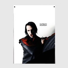 Постер с принтом Marilyn Manson в Екатеринбурге, 100% бумага
 | бумага, плотность 150 мг. Матовая, но за счет высокого коэффициента гладкости имеет небольшой блеск и дает на свету блики, но в отличии от глянцевой бумаги не покрыта лаком | art | logo | manson | marilyn | rock | usa | великий | лого | логотип | мэнсон | мэрилин | рок | ужасный