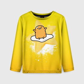 Детский лонгслив 3D с принтом Gudetama в Екатеринбурге, 100% полиэстер | длинные рукава, круглый вырез горловины, полуприлегающий силуэт
 | gudetama | анимешное яйцо | гудетама | желток | стекающее яйцо | яичница