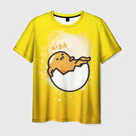 Мужская футболка 3D с принтом Gudetama в Екатеринбурге, 100% полиэфир | прямой крой, круглый вырез горловины, длина до линии бедер | gudetama | анимешное яйцо | гудетама | желток | стекающее яйцо | яичница