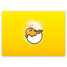 Поздравительная открытка с принтом Gudetama в Екатеринбурге, 100% бумага | плотность бумаги 280 г/м2, матовая, на обратной стороне линовка и место для марки
 | Тематика изображения на принте: gudetama | анимешное яйцо | гудетама | желток | стекающее яйцо | яичница