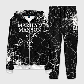 Мужской костюм 3D с принтом Marilyn Manson в Екатеринбурге, 100% полиэстер | Манжеты и пояс оформлены тканевой резинкой, двухслойный капюшон со шнурком для регулировки, карманы спереди | marilyn manson | nothing records | известность | музыка | рок группа