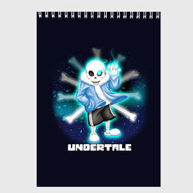 Скетчбук с принтом UNDERTALE в Екатеринбурге, 100% бумага
 | 48 листов, плотность листов — 100 г/м2, плотность картонной обложки — 250 г/м2. Листы скреплены сверху удобной пружинной спиралью | sans | undertale | андертале | андертейл | игра | подземная история | подземная сказка | санс | ундертале