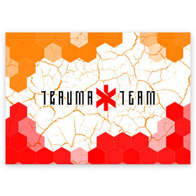 Поздравительная открытка с принтом CYBERPUNK 2077 - TRAUMA TEAM в Екатеринбурге, 100% бумага | плотность бумаги 280 г/м2, матовая, на обратной стороне линовка и место для марки
 | Тематика изображения на принте: 