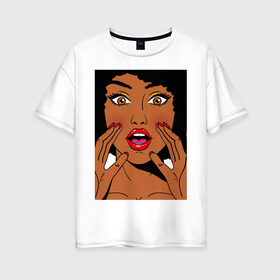 Женская футболка хлопок Oversize с принтом Pop art 51 в Екатеринбурге, 100% хлопок | свободный крой, круглый ворот, спущенный рукав, длина до линии бедер
 | pin up | искусство | поп культура | популярное | ретро