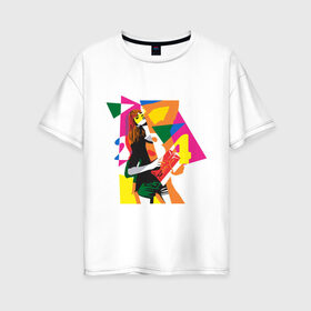 Женская футболка хлопок Oversize с принтом Pop art 100-11 в Екатеринбурге, 100% хлопок | свободный крой, круглый ворот, спущенный рукав, длина до линии бедер
 | pin up | искусство | поп культура | популярное | ретро