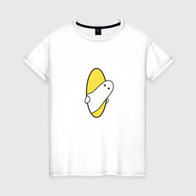Женская футболка хлопок с принтом Portal 2 (парная) в Екатеринбурге, 100% хлопок | прямой крой, круглый вырез горловины, длина до линии бедер, слегка спущенное плечо | game | portal | арт | игра | на двоих | парная | портал | прикол | рисунок | телепортация | человечек