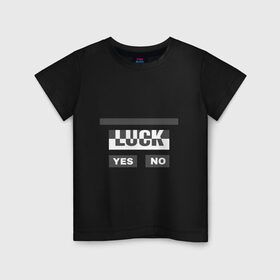 Детская футболка хлопок с принтом Luck в Екатеринбурге, 100% хлопок | круглый вырез горловины, полуприлегающий силуэт, длина до линии бедер | белый | геометрия | да | квадраты | нет | серый | слова | счастливчик | удача