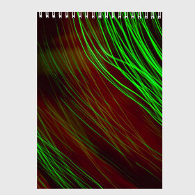 Скетчбук с принтом Qleen в Екатеринбурге, 100% бумага
 | 48 листов, плотность листов — 100 г/м2, плотность картонной обложки — 250 г/м2. Листы скреплены сверху удобной пружинной спиралью | Тематика изображения на принте: abstraction | blur | green | light | lines | абстракция | зелёный | линии | размытость | свет