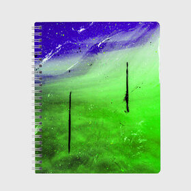 Тетрадь с принтом GreenFer в Екатеринбурге, 100% бумага | 48 листов, плотность листов — 60 г/м2, плотность картонной обложки — 250 г/м2. Листы скреплены сбоку удобной пружинной спиралью. Уголки страниц и обложки скругленные. Цвет линий — светло-серый
 | Тематика изображения на принте: abstraction | art | blue | green | paint | stains | абстракция | арт | зелёный | краска | разводы | синий