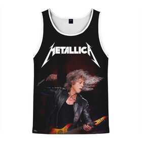 Мужская майка 3D с принтом Metallica Kirk Hammett в Екатеринбурге, 100% полиэстер | круглая горловина, приталенный силуэт, длина до линии бедра. Пройма и горловина окантованы тонкой бейкой | Тематика изображения на принте: guitar | guitarist | heavy | kirk hammett | metall | metallica | rock | trash | кирк хэммит | металл | металлика | рок | хэви
