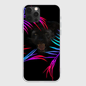 Чехол для iPhone 12 Pro Max с принтом Пантера в Екатеринбурге, Силикон |  | black | cat | gradient | jungle | leaves | panther | градиент | джунгли | женское | кошка | листья | мужское | пантера | чёрный