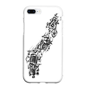 Чехол для iPhone 7Plus/8 Plus матовый с принтом музыка в Екатеринбурге, Силикон | Область печати: задняя сторона чехла, без боковых панелей | андер | бит | диск | мелодия | микро | микрофон | музыка | рэп | тату | футболка | хип хоп