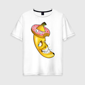 Женская футболка хлопок Oversize с принтом Сумасшедший банан в Екатеринбурге, 100% хлопок | свободный крой, круглый ворот, спущенный рукав, длина до линии бедер
 | 