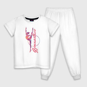 Детская пижама хлопок с принтом Gymnastics в Екатеринбурге, 100% хлопок |  брюки и футболка прямого кроя, без карманов, на брюках мягкая резинка на поясе и по низу штанин
 | gymnastics | rhythmic gymnastics | гимнастика | спорт | художественная гимнастика