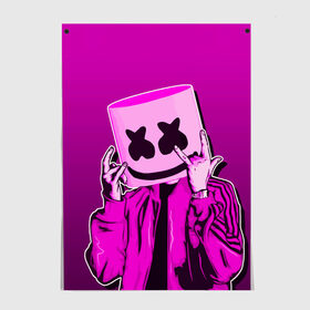 Постер с принтом MARSHMELLO в Екатеринбурге, 100% бумага
 | бумага, плотность 150 мг. Матовая, но за счет высокого коэффициента гладкости имеет небольшой блеск и дает на свету блики, но в отличии от глянцевой бумаги не покрыта лаком | 