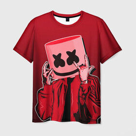 Мужская футболка 3D с принтом MARSHMELLO в Екатеринбурге, 100% полиэфир | прямой крой, круглый вырез горловины, длина до линии бедер | fortnite | marshmallo | marshmallow | marshmello | marshmellow | маршмелло | маршмеллоу | розы | фортнайт