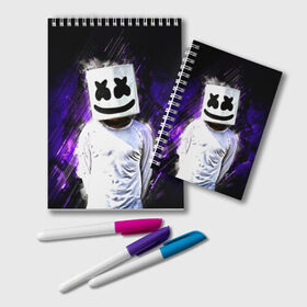 Блокнот с принтом MARSHMELLO в Екатеринбурге, 100% бумага | 48 листов, плотность листов — 60 г/м2, плотность картонной обложки — 250 г/м2. Листы скреплены удобной пружинной спиралью. Цвет линий — светло-серый
 | fortnite | marshmallo | marshmallow | marshmello | marshmellow | маршмелло | маршмеллоу | розы | фортнайт