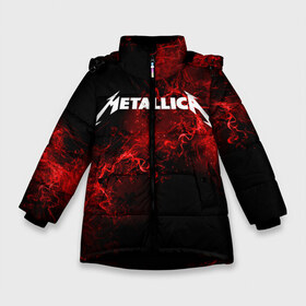 Зимняя куртка для девочек 3D с принтом Metallica в Екатеринбурге, ткань верха — 100% полиэстер; подклад — 100% полиэстер, утеплитель — 100% полиэстер. | длина ниже бедра, удлиненная спинка, воротник стойка и отстегивающийся капюшон. Есть боковые карманы с листочкой на кнопках, утяжки по низу изделия и внутренний карман на молнии. 

Предусмотрены светоотражающий принт на спинке, радужный светоотражающий элемент на пуллере молнии и на резинке для утяжки. | metallica | music | rock | американская рок группа | метал группа | металлика | музыка | рок | рок группа | трэш метал | хеви метал