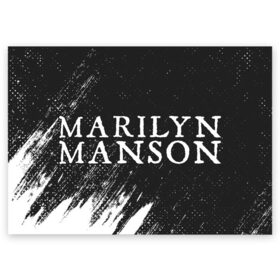 Поздравительная открытка с принтом MARILYN MANSON / М. МЭНСОН в Екатеринбурге, 100% бумага | плотность бумаги 280 г/м2, матовая, на обратной стороне линовка и место для марки
 | logo | manson | marilyn | music | rock | группа | лого | логотип | логотипы | менсон | мерилин | мерлин | музыка | мэнсон | мэрилин | рок | символ