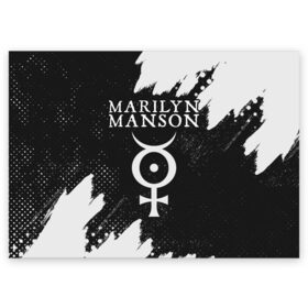 Поздравительная открытка с принтом MARILYN MANSON / М. МЭНСОН в Екатеринбурге, 100% бумага | плотность бумаги 280 г/м2, матовая, на обратной стороне линовка и место для марки
 | logo | manson | marilyn | music | rock | группа | лого | логотип | логотипы | менсон | мерилин | мерлин | музыка | мэнсон | мэрилин | рок | символ