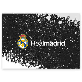 Поздравительная открытка с принтом REAL MADRID / РЕАЛ МАДРИД в Екатеринбурге, 100% бумага | плотность бумаги 280 г/м2, матовая, на обратной стороне линовка и место для марки
 | football | logo | madrid | real | realmadrid | sport | клуб | лого | логотип | логотипы | мадрид | реал | реалмадрид | символ | символы | спорт | форма | футбол | футбольная