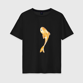 Женская футболка хлопок Oversize с принтом Карп кои в Екатеринбурге, 100% хлопок | свободный крой, круглый ворот, спущенный рукав, длина до линии бедер
 | fish | illustration | koi | акварельная иллюстрация | карп кои | кои | рыба | рыбка