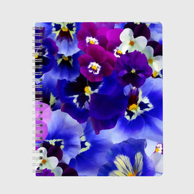 Тетрадь с принтом Акварельные Цветы в Екатеринбурге, 100% бумага | 48 листов, плотность листов — 60 г/м2, плотность картонной обложки — 250 г/м2. Листы скреплены сбоку удобной пружинной спиралью. Уголки страниц и обложки скругленные. Цвет линий — светло-серый
 | flower | flowers | акварель | акварельные цветы | краска | краски | незабудка | рисунок | фиалка | фиалки | цветки | цветочки | цветы