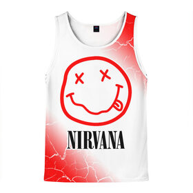 Мужская майка 3D с принтом NIRVANA НИРВАНА в Екатеринбурге, 100% полиэстер | круглая горловина, приталенный силуэт, длина до линии бедра. Пройма и горловина окантованы тонкой бейкой | band | cobain | face | kurt | logo | music | nirvana | rock | rocknroll | группа | кобейн | курт | лого | логотип | музыка | музыкальная | нирвана | рожица | рок | рокнролл | символ